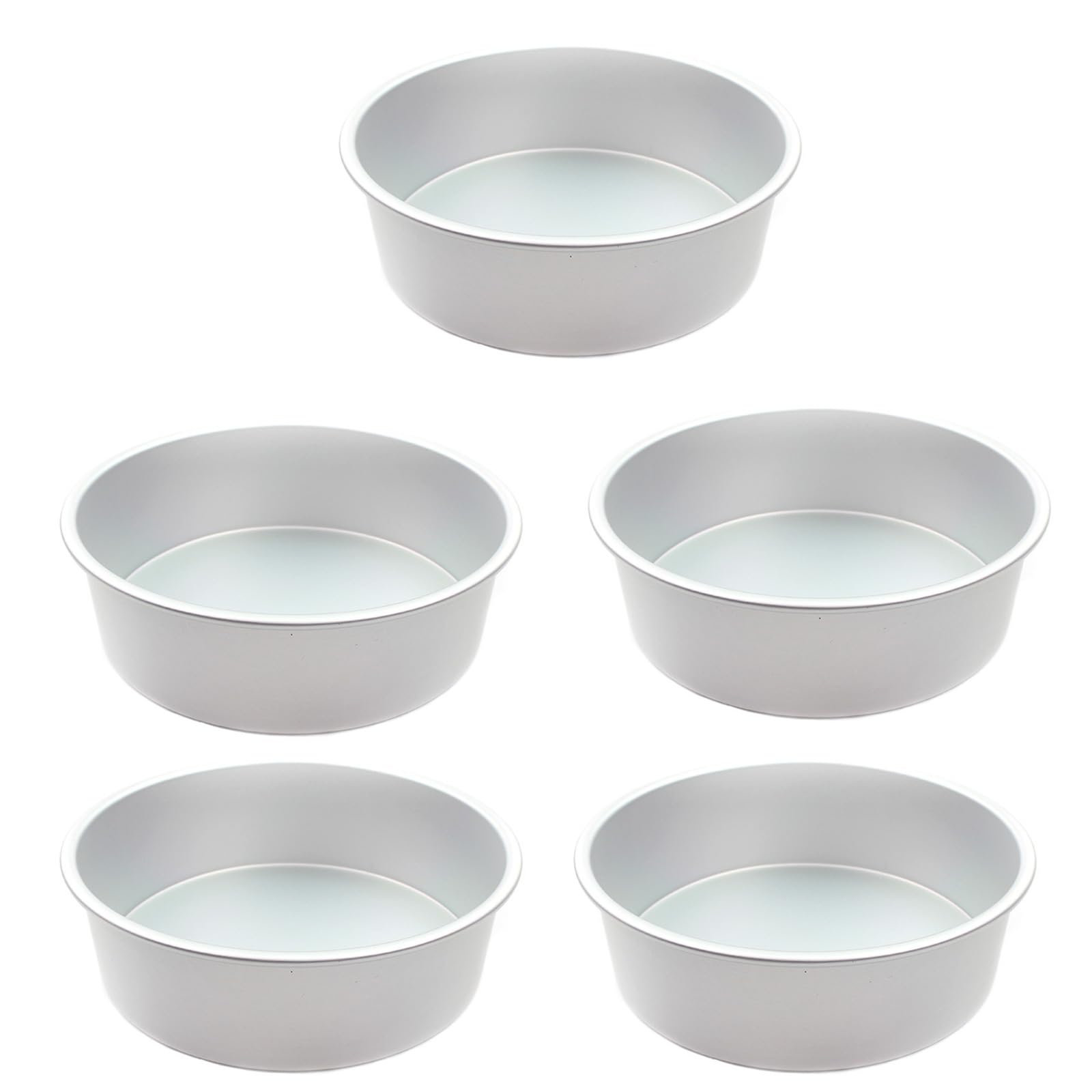 Tsophreniq 5pcs Round Aluminium Alloy Cake Tins Fixed Base Pizza Baking Molds Nonstick Cheesecakes Home Dessert Bakewares Round Cake Tins