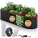 TTL GARDEN 200x60x45cm Metall Hochbeet Fusion 6-in-1 Anthrazit - Stahl rostfrei verzinkt & lackiert 45cm hoch 60cm breit Wellblech Form oval stabil Garten Beet für Gemüse Kräuter Blumen Gartenbeet
