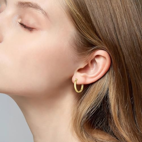 14K Gold Hoop Earrings for Women, 14K Gold Earrings, Dainty Hypoallergenic Vermeil Earrings Hoops, 14K Gold Plated 925 Sterling Silver, 20mm/30mm3