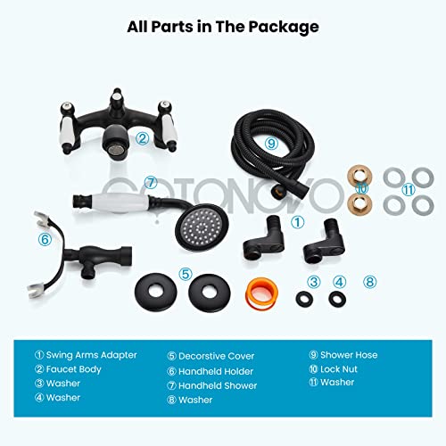 Clawfoot Tub Bathtub Matte Black Shower Faucet With Hand Shower Sprayer Wall Mount Bronze Ceramics 2 Double Handle Shower Faucet System Telephone Shape #TOP6