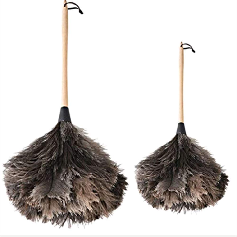 YJFeather Duster, Natural Black Ostrich Feather, Car Du Sub Interior/external Cleaner, Blinds for Kitchen Keyboard Office Du, Washable Ster, 2 Packs