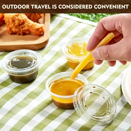 Image of YEEHAW 200 Sets - 2 oz Jello Shot Cups with Lids, Clear Disposable Plastic Cups for Meal Prep, Salad Dressing, Souffle, Portion Containers