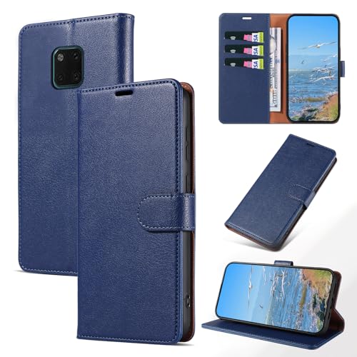 KKEIKO Handyhülle für Huawei Mate 20 Pro Hülle Magnet Klappbar Handyhülle mit Kartenfach PU Leder Stoßfest Schutzhülle für Huawei Mate 20 Pro Blau