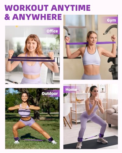 Image of Resistance Bands Set - Resistance Band and Adjustable Ankle Exercise Bands with Cuffs Great Equipment for Training, Working Out, Yoga,Home Gym with Training Guidance & Carry Bag,Set of 8