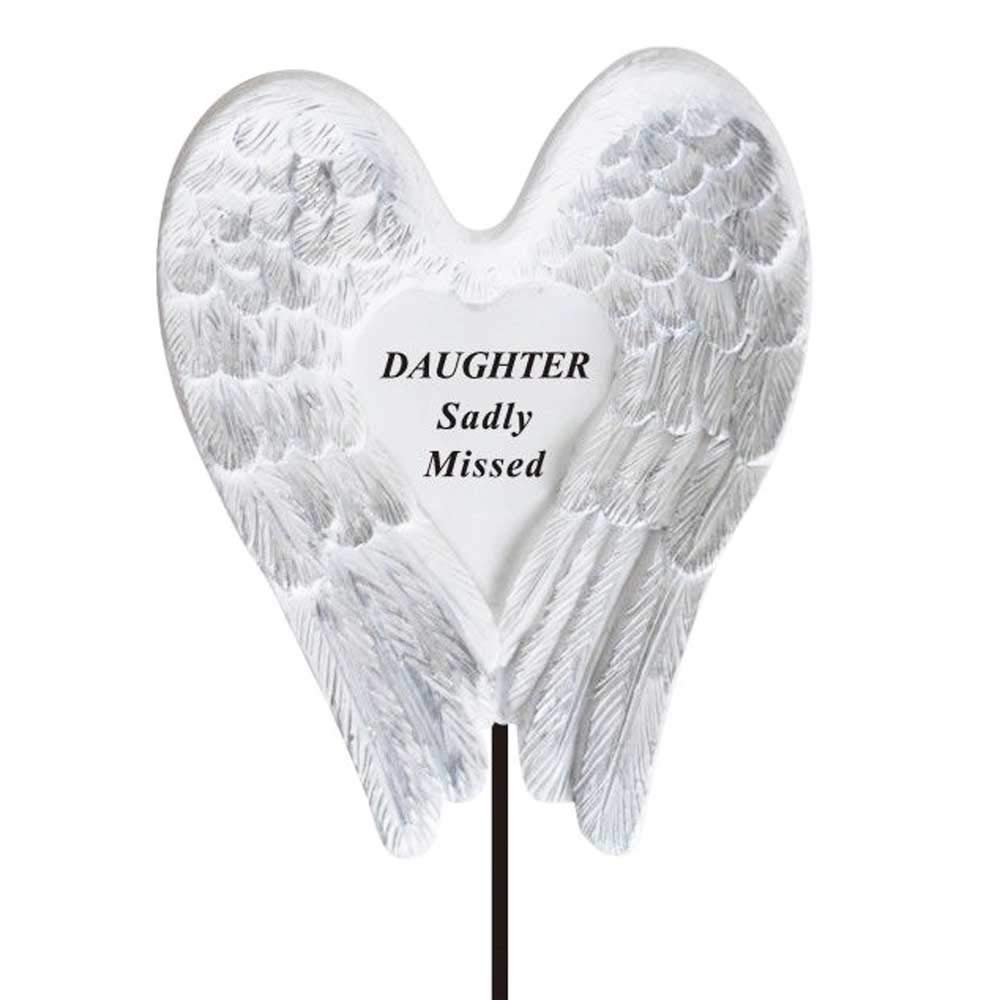 Angraves Sadly Missed Daughter Angel Wings Memorial Tribute Stick Graveside Plaque