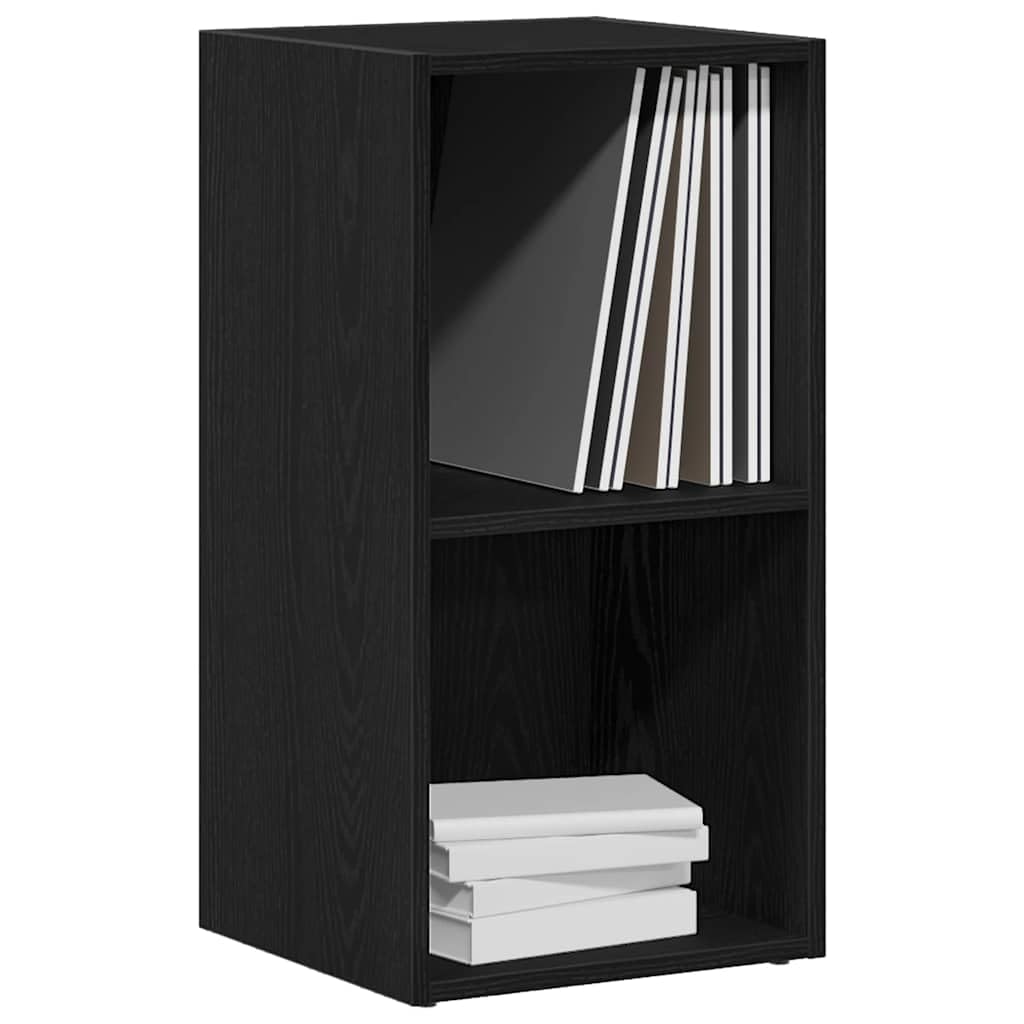 Caja de almacenamiento LP en aspecto de roble negro, 71 x 34 x 36 cm, caja de madera para discos de vinilo, estante horizontal y vertical, para salón y oficina