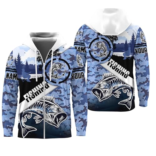 Unisex Fishing Zip Hoody for Grandpa Dad Husband Jumping Bass Fish And US Flag Zipper Hoodie Fishing Full-Zip Hoody