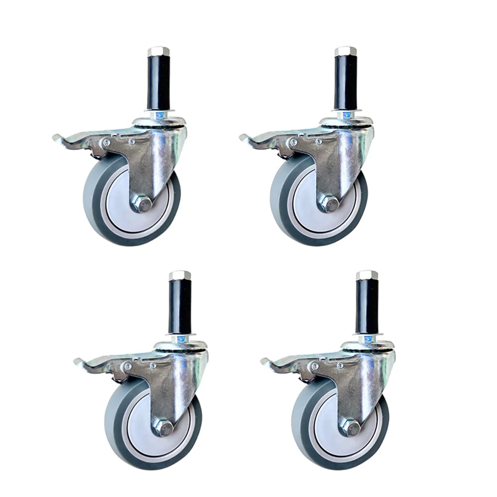 Casters 4(100Mm) Heavy Duty Castor Wheels Long Thread Bolt M12 × 60Mm Expansion Bolt Swivel Silent Rubber With Rubber Sleeve 400Kg Castors For Furniture Scaffold Workbench Dining Car 4 Pcs