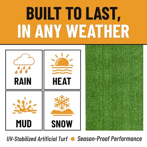 Image of Ottomanson Artificial Grass Outdoor Runner Rug 2'7 inch x 10' - Waterproof Astro Turf with Drainage Holes - Patio & Lawn Decoration, Easy-Clean Dog Grass Mat | Waterproof Fake Grass Turf Runner for Patio, Porch & Lawn, Indoor Outdoor Astro Turf Rug with Drainage Holes, UV Resistant