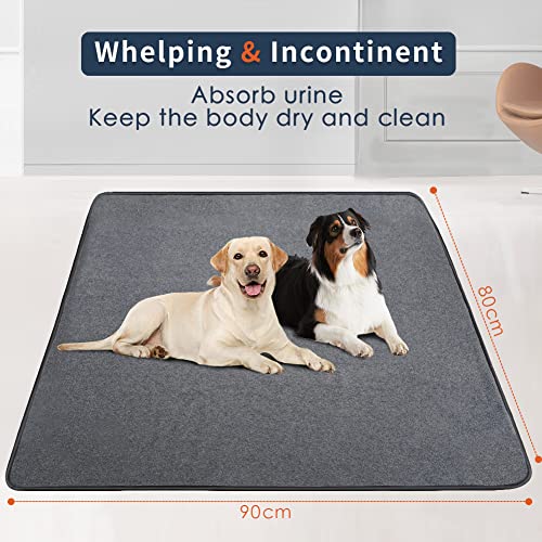 Image of Washable Dog Pee Pad 2 Pack (80x90cm) Waterproof Reusable Puppy Training Pads Non-Slip Pet Whelping Pads