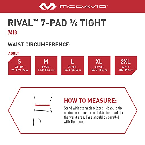 Mcdavid Mens Football Integrated 7 Pad ¾ Compression Tights, Protection for HIPS, Thighs, Tailbone & Knees, Adult4