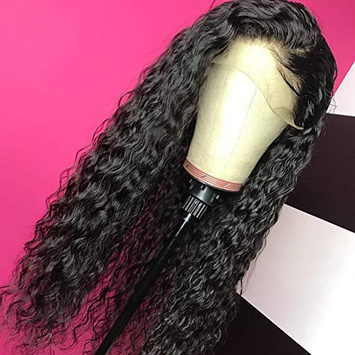 Giannay Synthetic Lace Front Wigs Long Black Color Wig Loose Curly Wave Wigs
