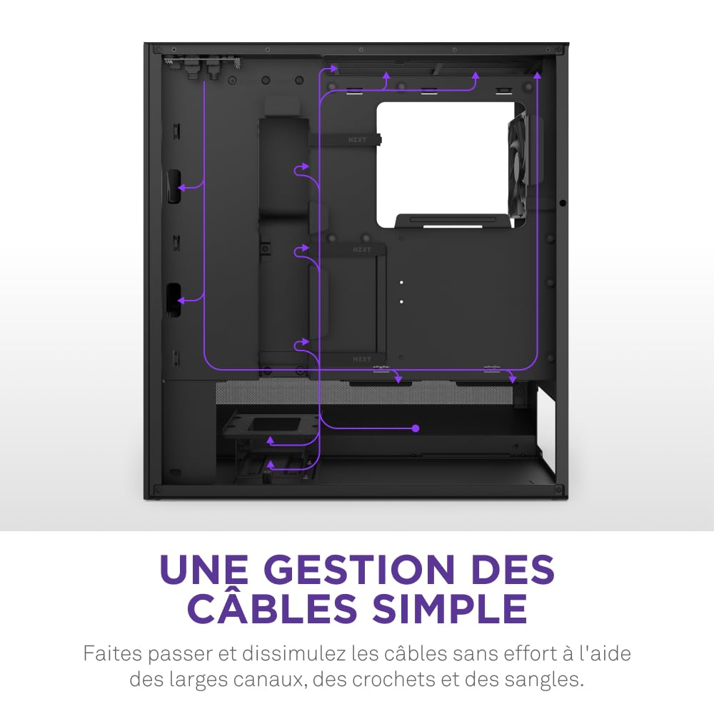 NZXT H5 Flow - Boîtier de PC Gaming Compact Moyen Tour ATX - Flux d'air élevé - 2 × Ventilateurs de 120 mm Inclus - Support de radiateur Avant 360 mm - Noir