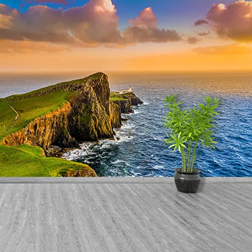 Papier peint phare format panoramique 312x219cm avec support adhésif direct