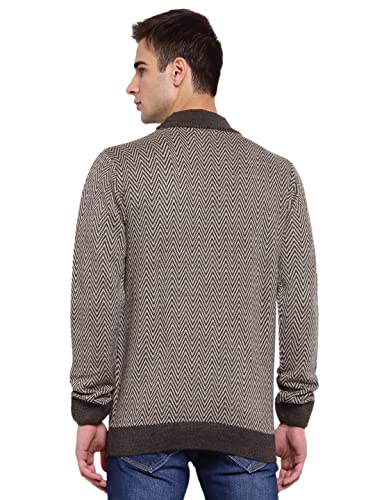 Image of Style Quotient Men Brown & Beige Chevron Pullover