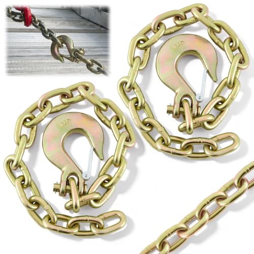 Hicarer 2 Pcs 1/2''x3 ft Trailer Safety Chain with 1 Hook, G70 Safety Chain