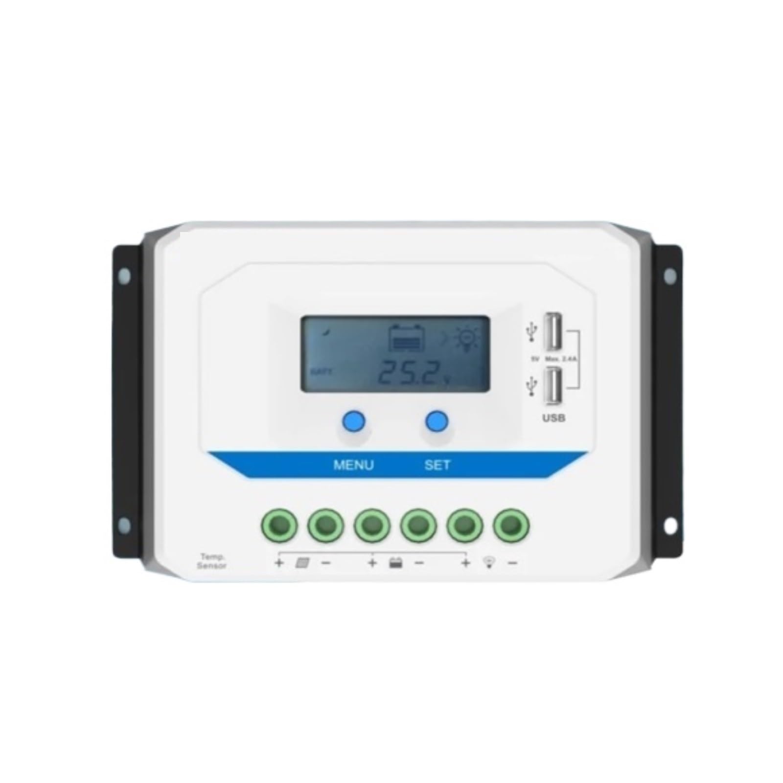 Solar Charge Controller, 10A20A30A PWM Solar Charge Controller 12V24V Auto 45A 60A VS-AU Regulator For System LCD Diaplay Two USB Ports(45A)