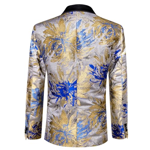 Image of Barry. Wang Men's Sport Coats & Blazers Flower Suit Jacket 1 Button Paisley Tuxedo Mardi Gras Carnival Parade Gift