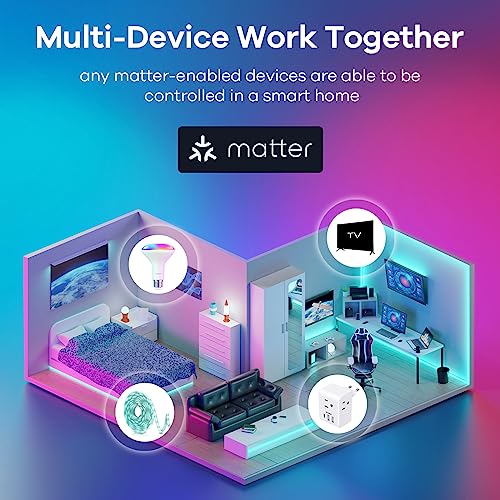Linkind Matter Smart Rgbtw Bulb, Br30 Smart Light Bulbs, Led Color Changing Light Bulbs, E26 Flood Light Bulbs 650Lm 60W, Recessed Smart Bulbs Work With Google Home Alexa Apple Home Smartthings thumb #8