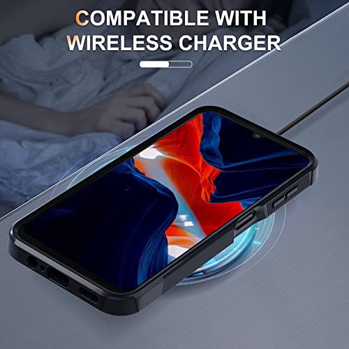Image of for Samsung Galaxy A14 5G Case with 1 Pcs Tempered Glass Screen Protector and 1 Pcs Camera Lens Cover,Heavy Duty Rugged Shockproof Full Body Protective Phone Cover,Black Matte