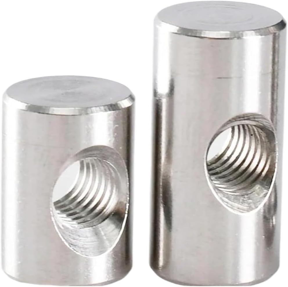 Barrel Bolt, M4 M5 M6 Stainless Steel Cylindrical Pin Dowel Wood Furniture Embedded Locking Long Nut