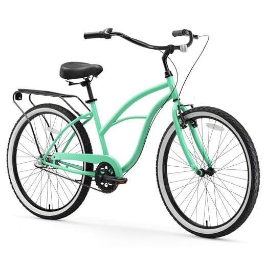sixthreezero Around The Block Women's 3-Speed Beach Cruiser Bicycle, 26" Wheels, Mint Green with Black Seat and Grips