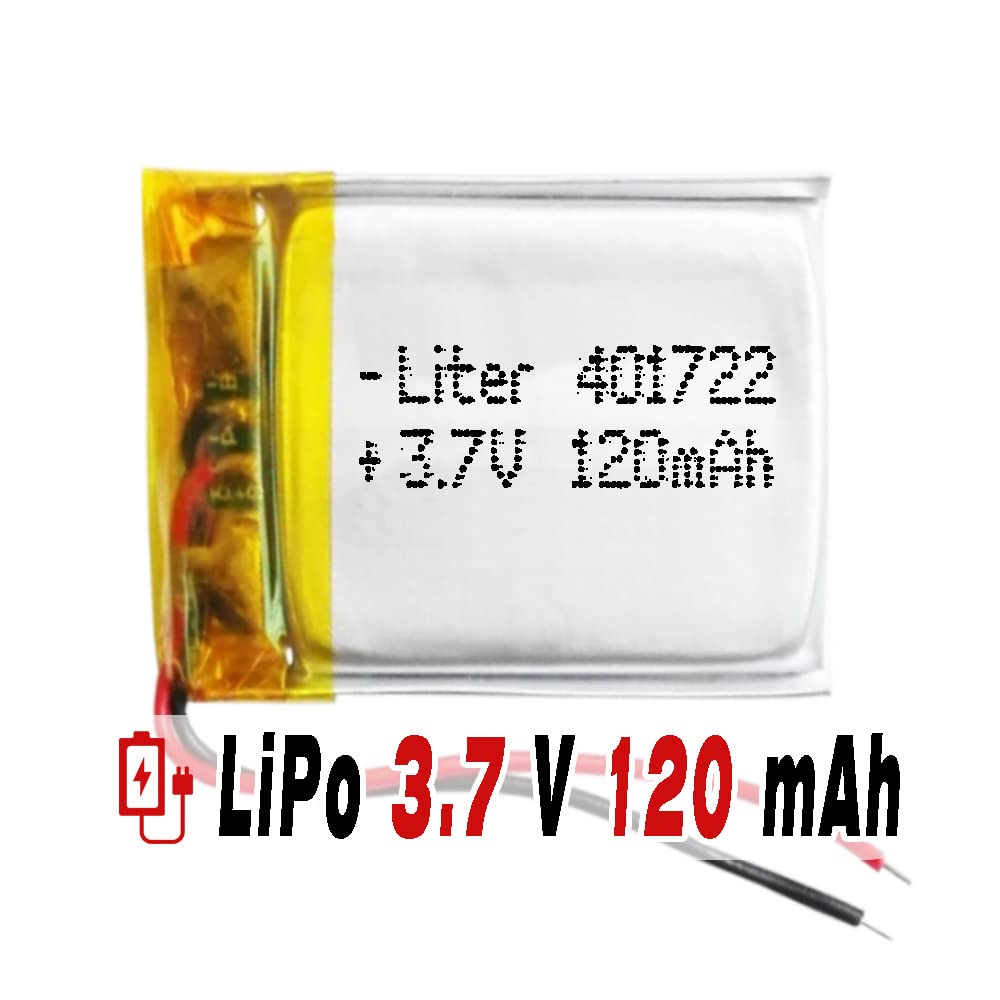 Bateria 401722 LiPo 3.7V 120mAh 0.444Wh 1S 5C Liter Energy Battery Akumulator dla Elektroniki ładowalny litowy polimerowy telefon - Nie nadaje się do sterowania radiowego 24x17x4mm (120mAh|401722)