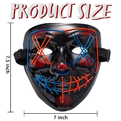 Image of JOYIN Halloween Led Mask, Light Up Mask and Gloves for Cosplay Costume (Red & Blue), 3 Modes Scary Glow in The Dark Masks for Boys Girls Halloween Party Dress Up Accessories, Gifts Giving