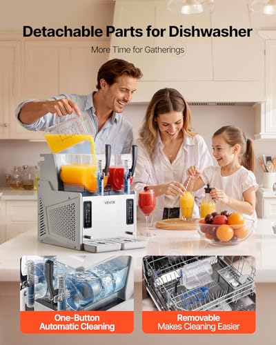 Image of VEVOR Slushie Machine, 3L /100oz x 2 Tank Slushy Machine for Home, No Ice Needed Frozen Drink Maker, Margarita Maker with Self-Cleaning, for Frozen Margaritas, Frappes, Milkshake & More