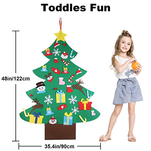 4Ft Diy Felt Christmas Tree Set With 36Pcs Ornaments - Wall Hanging Felt Xmas Tree For Kids Toddlers Christmas New Year Gift Decorations Party Supplier #TOP5