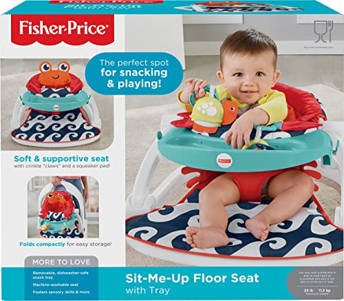 Fisher-Price Portable Baby Chair Sit-Me-Up Floor Seat With Snack Tray And Developmental Toys, Crinkle & Squeaker Seat Pad, Crab #TOP5