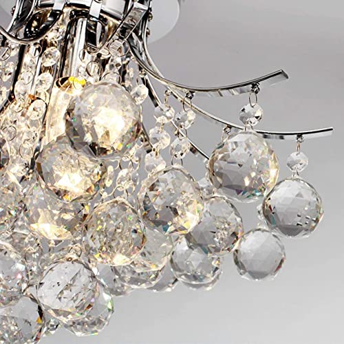 LIUNJHUY Modern K9 Crystal Raindrop Chandelier Lighting Flush Mount LED Ceiling Light Fixture Pendant Lamp for Dining Room Bathroom Bedroom Living Room 40X28 cm Interesting - Image 3