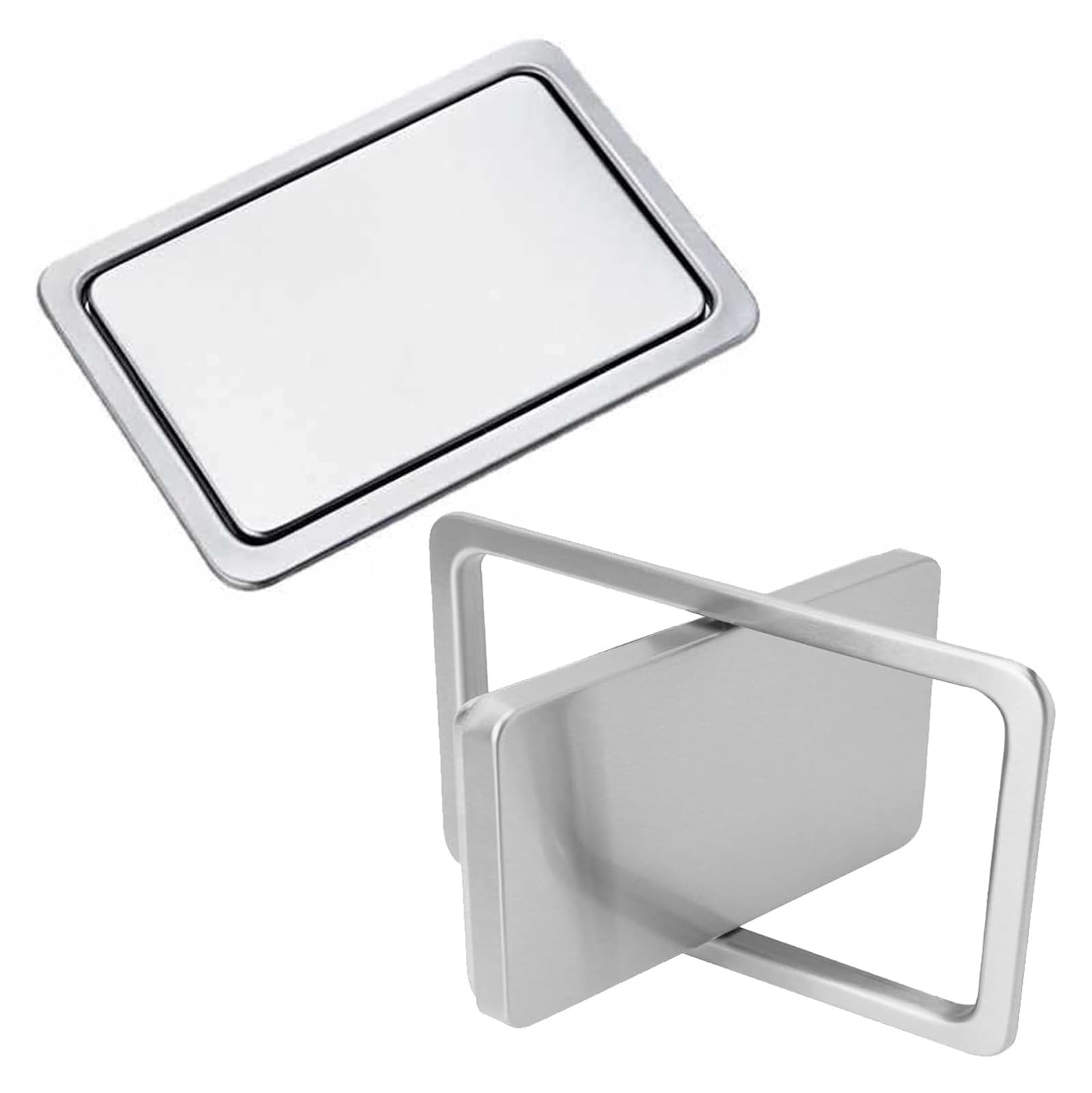 Built-in Countertop Trash Bin Lid， Trash Can Lid Countertop Built in Bin Balance Flap Cover 360 Degree Rotation(Square)