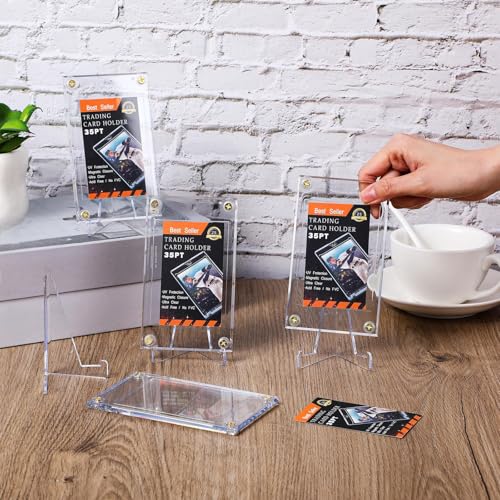 Protecteurs de cartes 35 PT avec présentoirs acrylique Jetec pour baseball et football x50