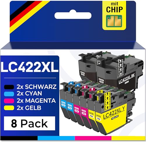 Supply Guy LC422XL Druckerpatronen kompatibel mit Brother LC422 LC422VAL Patronen passend für MFC-J5340DW MFC-J5740DW MFC-J6540DW MFC-J6940DW Multipack 8 Tintenpatronen
