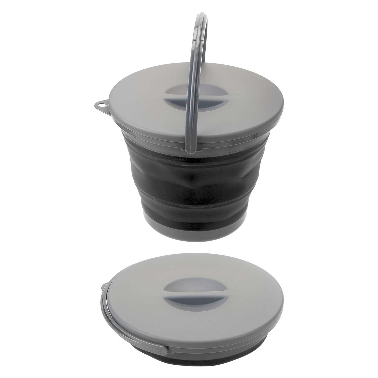 Vfm E-Store Grey - Camping 5L Bucket Lid Easy Carry Handle Collapsible Detachable- Camping, Travel Holiday Accessories For Summer - 25Cm X 25Cm X 1