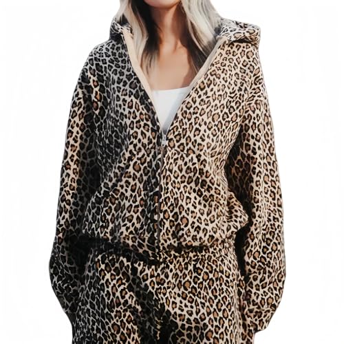 Ckuea Y2k Zip Up Cheetah Hoodie Leopard Print Hoodie Emo Preppy Sweatshirt Oversized Trendy Graphic Hoodies 2000s Streetwear