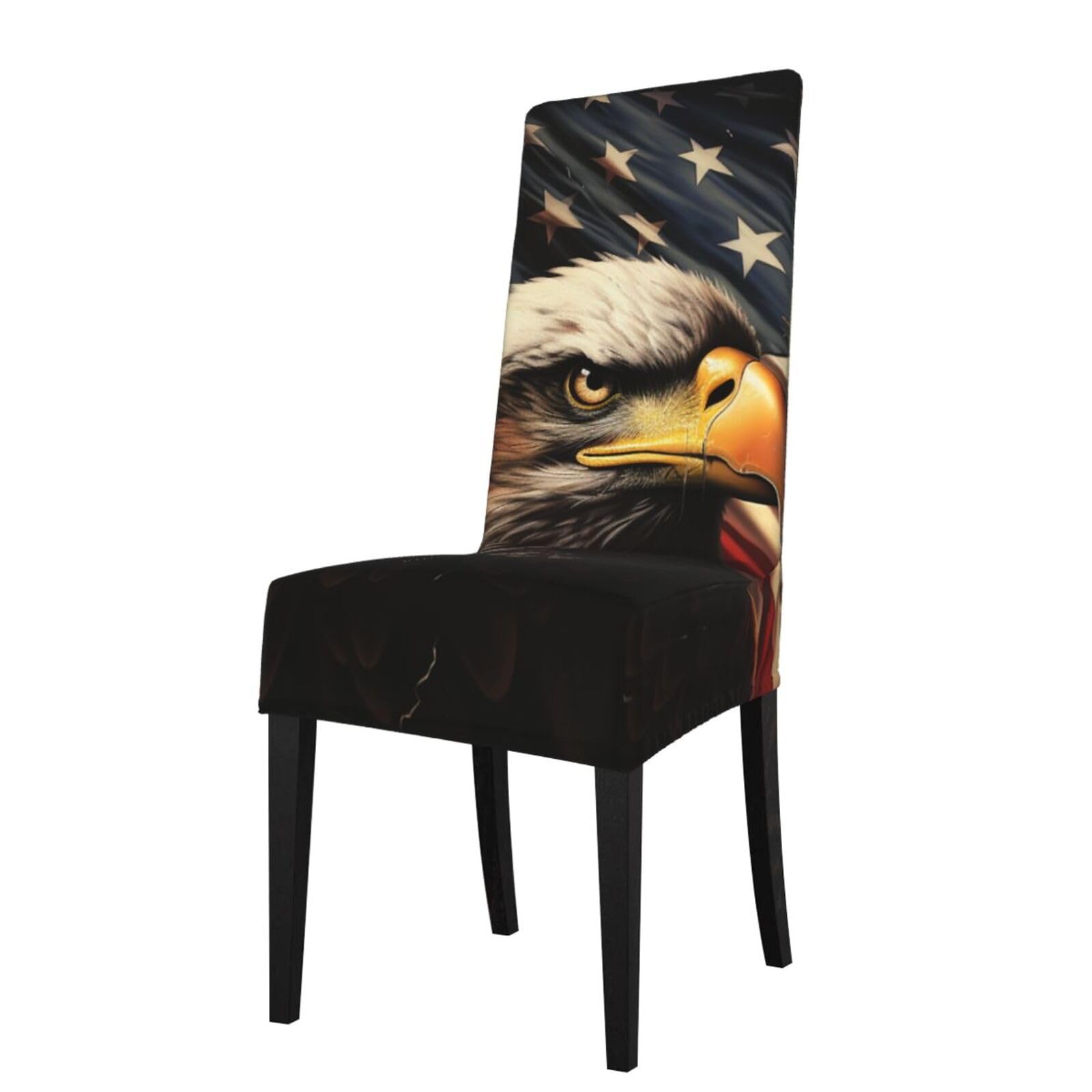 Stretch Chair Covers for Dining Room, Flag and Eagle Chair Seat Covers Washable Detachable Chair Slipcover Chair Protectors Covers for Kitchen,Wedding,Party