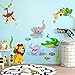 R00429 Autocollants muraux Effet tissu doux Reposizionnable Animaux Savane Zoo Décoration murale Enfant Chambre Garderie Papier peint adhésif