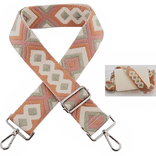 Kiwochy Verstellbarer Breiter Taschengurt - 2' Breiter Schultergurt Trageriemen Umhängegurt Gurt Bunter Leinwand Schultergurt Länge 29,5'-53' für Taschen Handtaschen