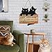 LSTAMOY Funny Black Cat Welcome Sign, 10x11 Inches, Wooden Plaque for Cat Lovers