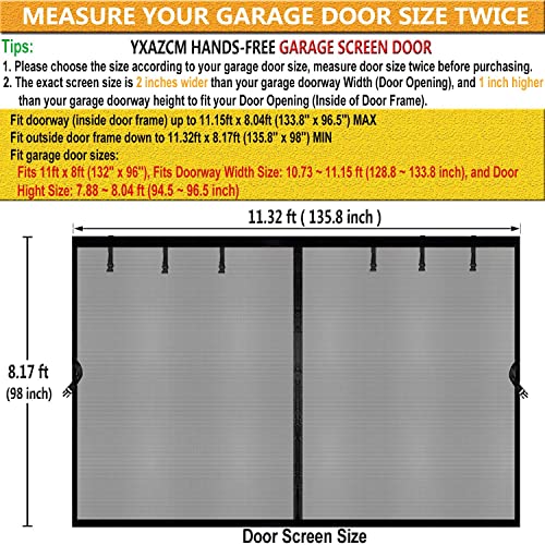 Image of Magnetic Garage Door Screen 11x8ft for 1 Car, Doors Durable Fiberglass Heavy Duty Mesh Magnetic Net, Pets Friendly Retractable for Carport Garage Patio Porch (Black, 11x8ft)