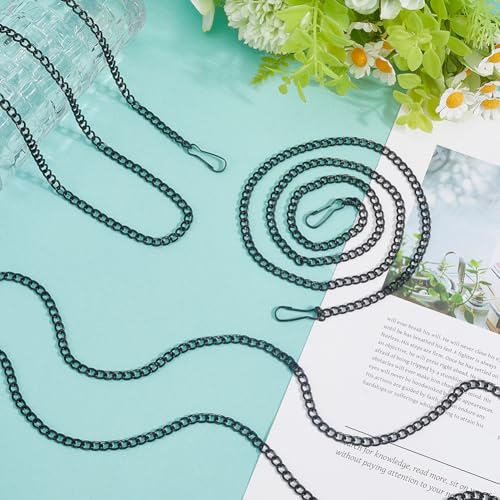 Image of Beebeecraft 1 Box 4Pcs 31.5 Inch Stain Glass Window Hanging Chain Iron Picture Hanging Chain Sunshine Catcher Black with Hooks for Walls Gardens Kitchens Outdoor Decorative