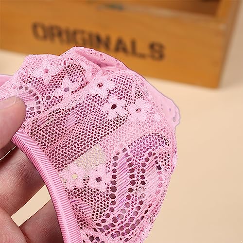 Vxuxlje Sissy Men'S Chastity Cover Floral Lace Invisible C-String Underwear O Ring Lingerie Briefs Type C Pink One Size thumb #6