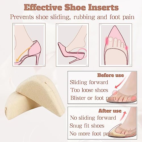 Toe Inserts for Shoes Too Big, 4 Pairs Shoe Inserts for Women Men, Foam Toe Filler, Shoe Fitters, Black and Beige3