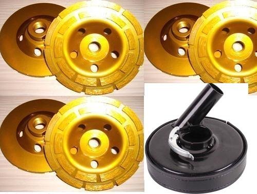 Metal 5-Inch Dust Shroud for Grinders / Concrete Grinding Diamond 10 Pieces 4 Inch Cup Wheels fits toolsmart hardin secco buddy damo polisher granite travertine