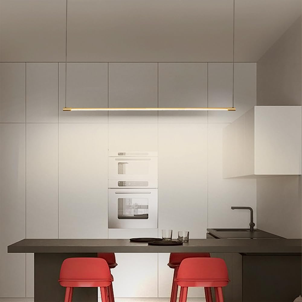 Suspension À Tube Long Ultra Fin, Lustre Linéaire En Alumiavec Abat-Jour En Silicone, Suspension À Led Moderne, Éclairage Décoratif De Restaurant Minimaliste Luminaires Suspendus 23,6"/D/Three