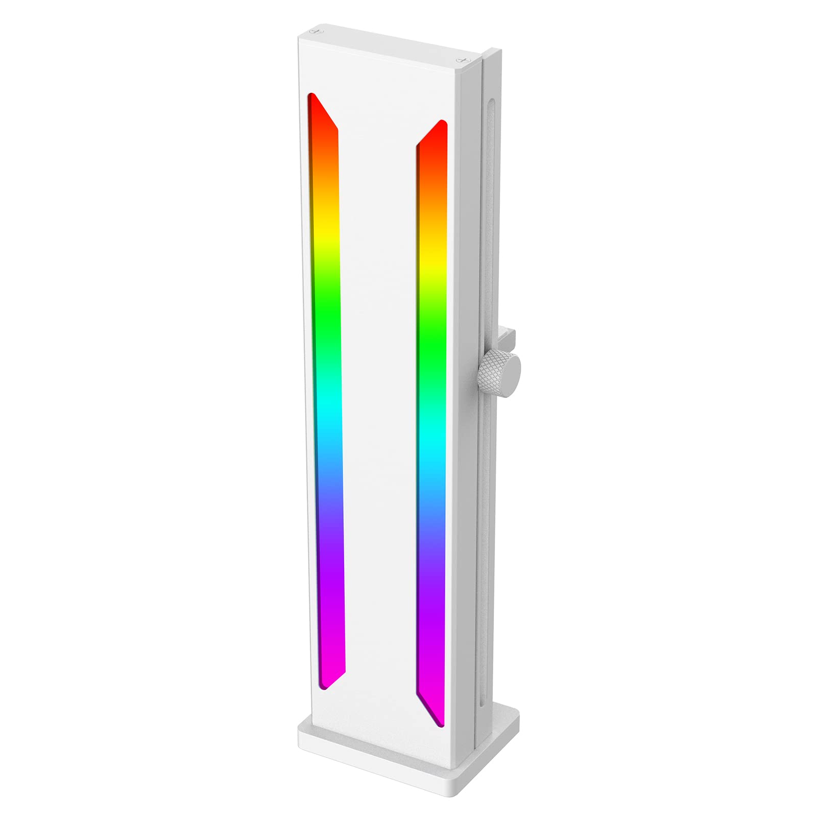 iHTP 5V A RGB Graphics Card GPU Brace Graphics Card Holder for ATX/MATX/ITX, Handscrew Adjust Height with Dual Support, Stronger Magnet Base Can Support White