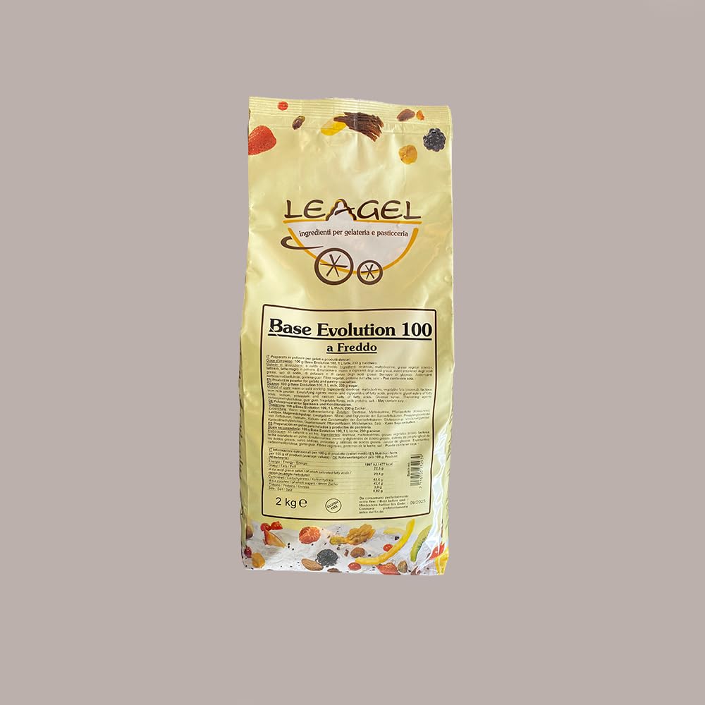 Lucgel Preparato in Polvere Base Gusto Latte per Gelato a Freddo/Caldo Evolution 100 Leagel - 2 Kg -