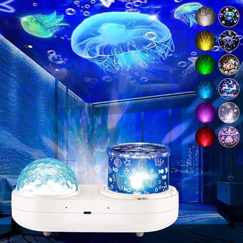 ONXE Ocean Projector Night Light 360Rotating Kids Night Light with 7 Films and Timer Sensory Lights Bedroom and Ceiling Projector Gifts for Children and Adults